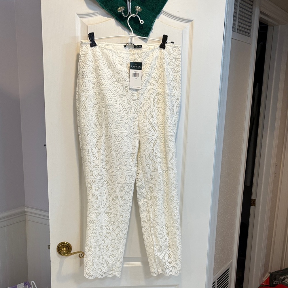 NWT Lauren Ralph Lauren Cream Lace Trousers
